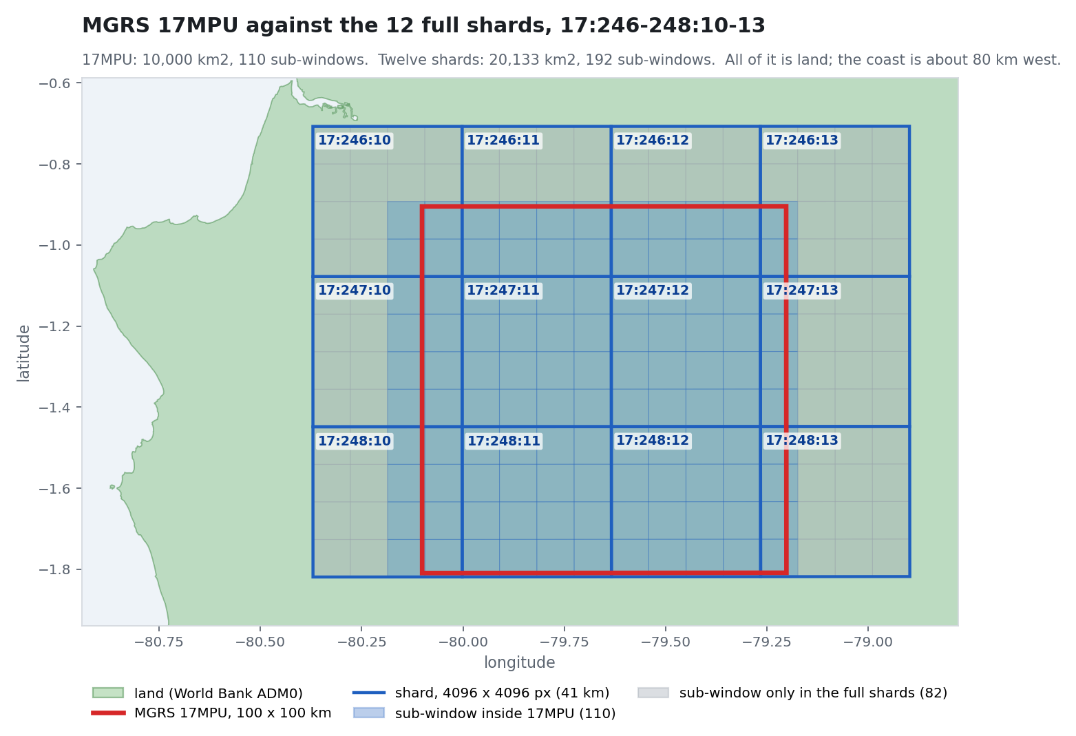 MGRS 17MPU against the twelve full shards