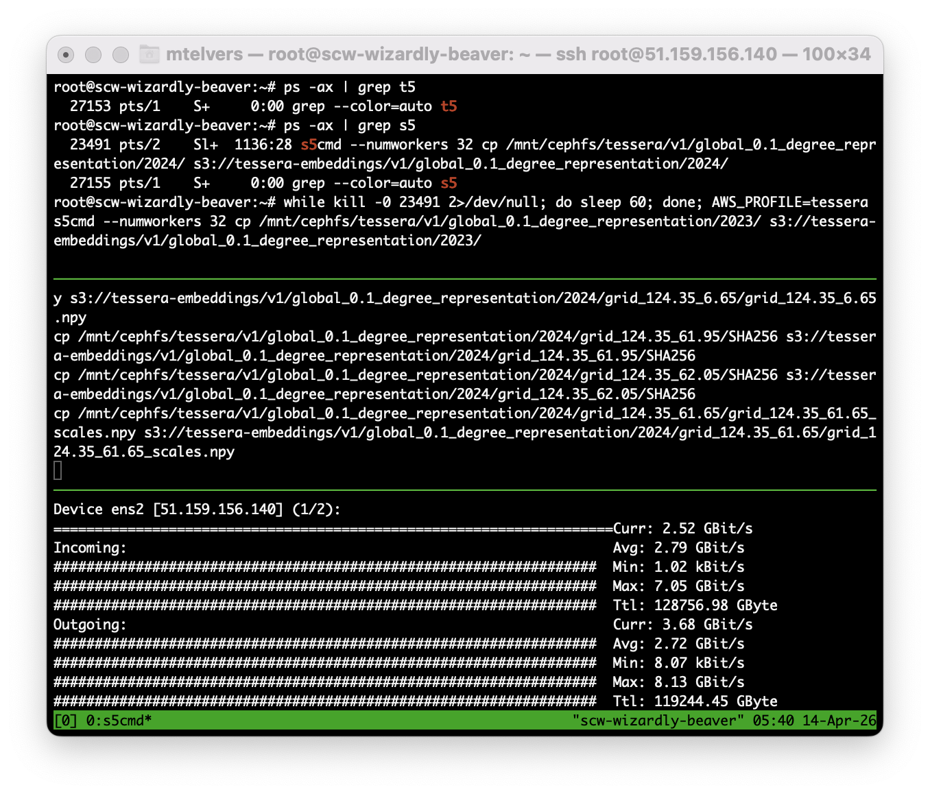 Transferring 470 TB from CephFS to S3