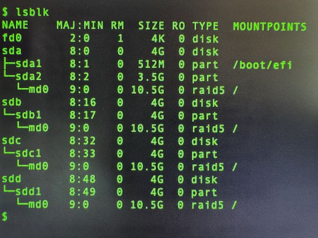 Reconfiguring a system with an mdadm RAID5 root